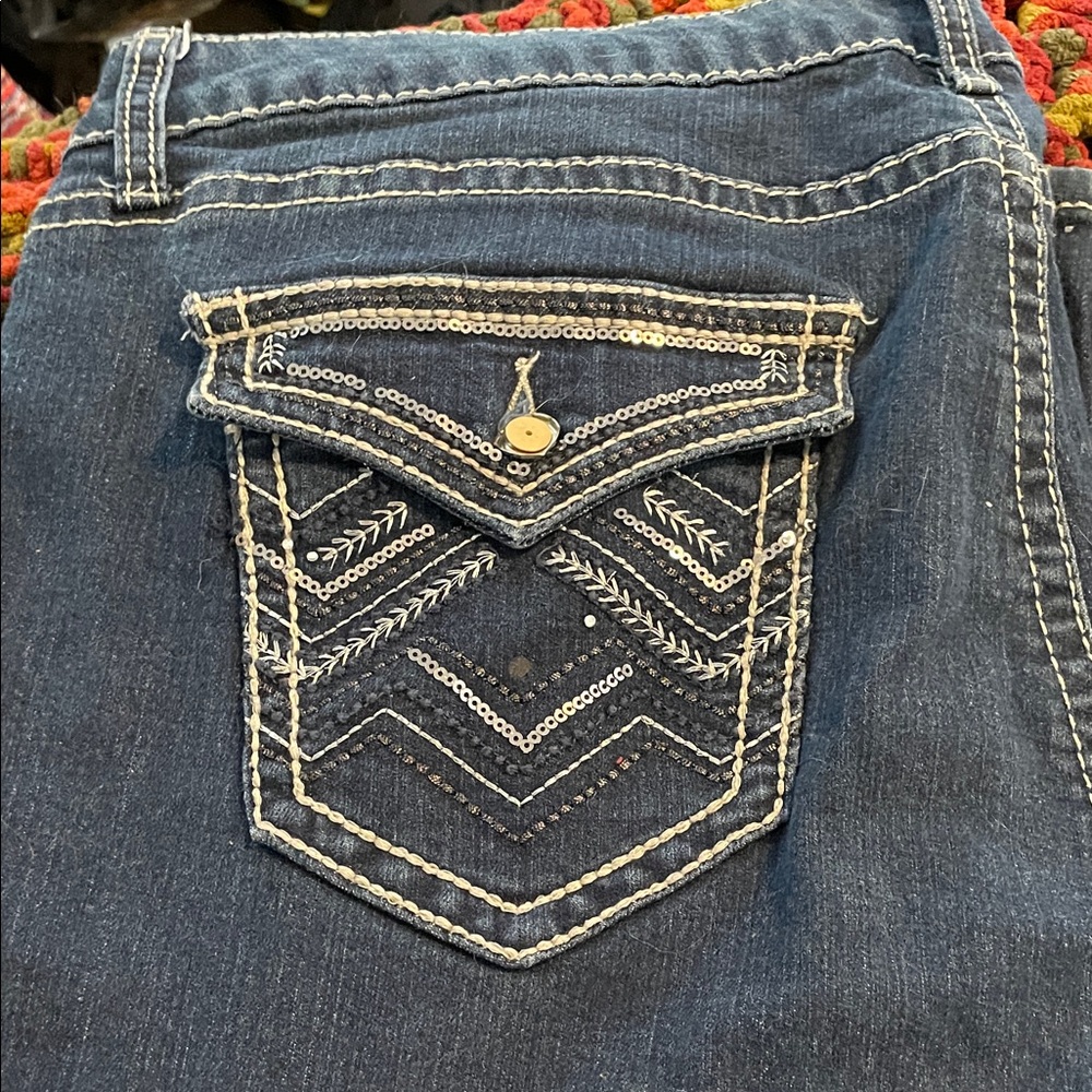 ANA Embroidered Blue Jeans 22 slim bootcut 22W